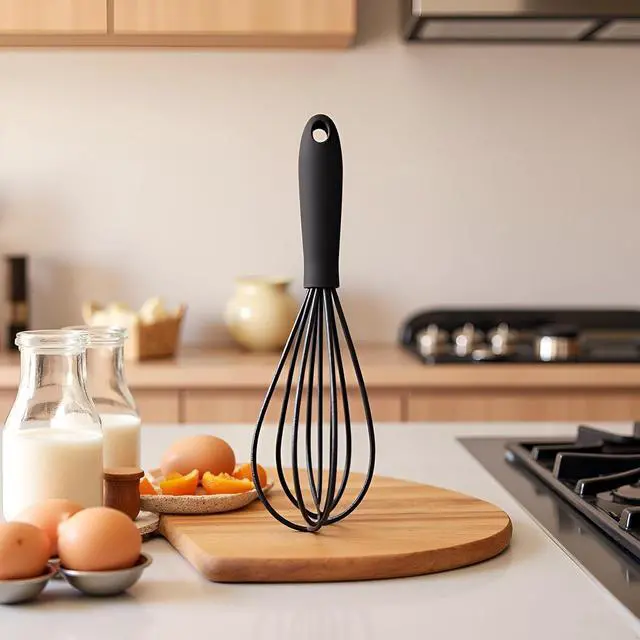 Alt view image 2 of 4 - Mini Silicone Whisk, Black, Non-Stick, 6.7 Inch, Hand Egg Mixer for Cooking, Baking, Mixing, Stirring (White)