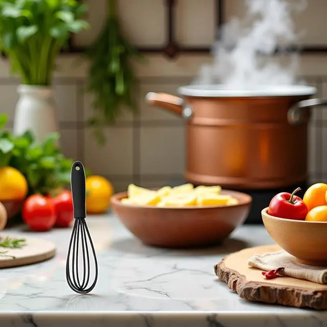 Main image of Mini Silicone Whisk, Black, Non-Stick, 6.7 Inch, Hand Egg Mixer for Cooking, Baking, Mixing, Stirring (White)