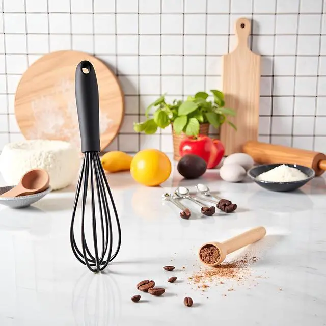 Alt view image 3 of 4 - Mini Silicone Whisk, Black, Non-Stick, 6.7 Inch, Hand Egg Mixer for Cooking, Baking, Mixing, Stirring (White)