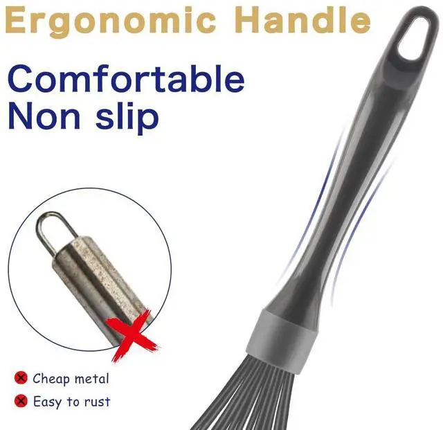 Alt view image 5 of 7 - Dishwasher Safe Silicone Whisk, 12-Inch, Grey | Non-Scratch, BPA-Free, 450°F Heat Resistance