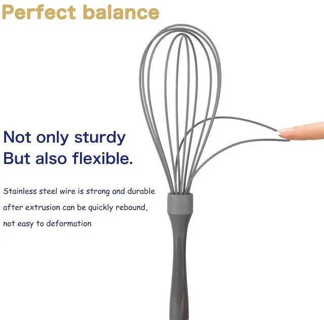 Alt view image 4 of 7 - Dishwasher Safe Silicone Whisk, 12-Inch, Grey | Non-Scratch, BPA-Free, 450°F Heat Resistance