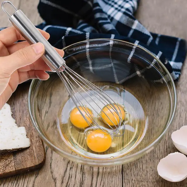 Alt view image 5 of 7 - Stainless Steel Whisk Professional Whisk 8 inches Silver | for Kitchen Cooking, Ergonomic Handle, Dishwasher Safe, Perfect for Blending, Whisking, Baking, Beating