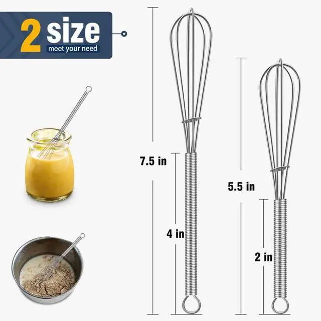 Alt view image 7 of 7 - Mini whisks, Small Whisk 304 Stainless steel for Whisking 5",7 inch