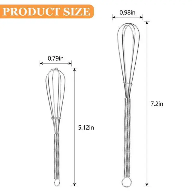Alt view image 2 of 7 - Mini Whisks Stainless Steel Whisk Set - 5" 7" 7" | Food-grade Stainless Steel,Dishwasher Safe,Multiple Sizes,Perfect for Cooking,Whisking and Blending