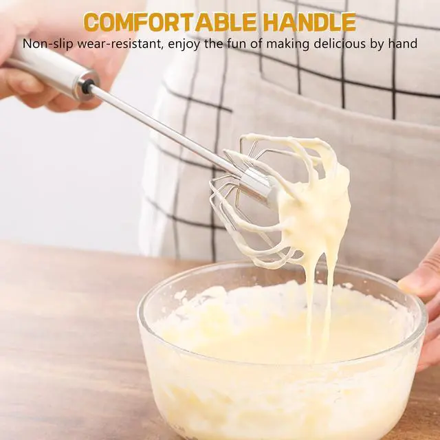 Alt view image 4 of 7 - Stainless Steel Whisk 10" Semi-Automatic Rotary | Food-grade Stainless Steel, Dishwasher Safe,Easy to Clean and Store,Perfect for Cooking,Whisking and Blending