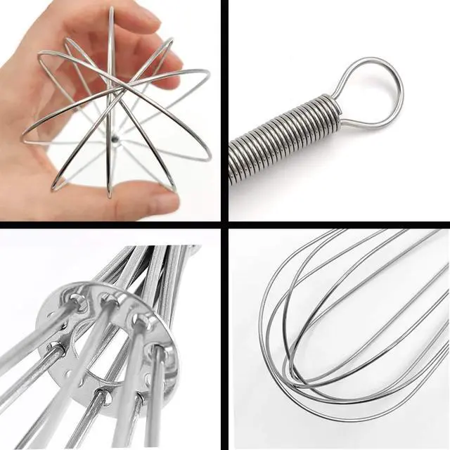 Alt view image 5 of 7 - Mini Wire Whisk, 8 Inch Small Whisk for Cooking - Ergonomic Spiral Handle, 304 Stainless Steel - Ideal for Whisking, Beating, Blending & Mixing Sauces - Silver