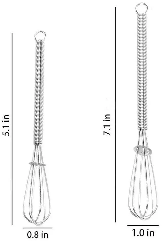 Alt view image 2 of 7 - Stainless Steel Mini Whisk Set of 2, Small Wire Hand Whisks, Kitchen Cookware for Cooking, Whisking, Blending, Beating, 5/7/8/10 inch