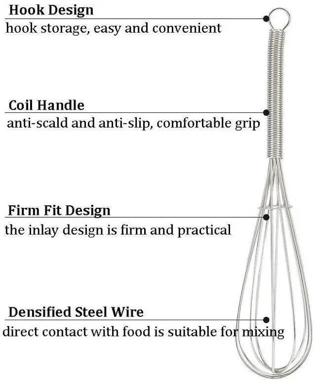 Alt view image 3 of 7 - Stainless Steel Mini Whisk Set of 2, Small Wire Hand Whisks, Kitchen Cookware for Cooking, Whisking, Blending, Beating, 5/7/8/10 inch