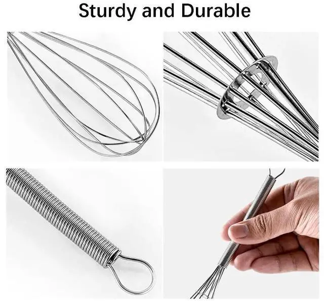 Alt view image 4 of 7 - Stainless Steel Mini Whisk Set of 2, Small Wire Hand Whisks, Kitchen Cookware for Cooking, Whisking, Blending, Beating, 5/7/8/10 inch