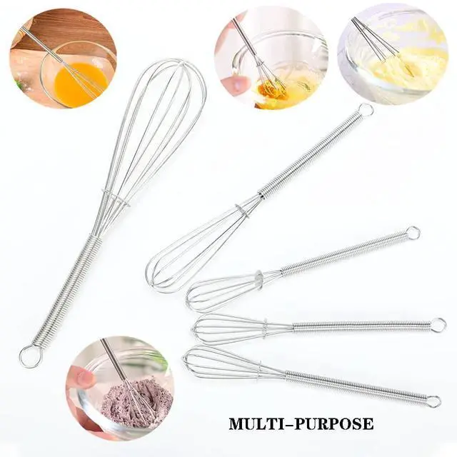 Alt view image 5 of 7 - Stainless Steel Mini Whisk Set of 2, Small Wire Hand Whisks, Kitchen Cookware for Cooking, Whisking, Blending, Beating, 5/7/8/10 inch