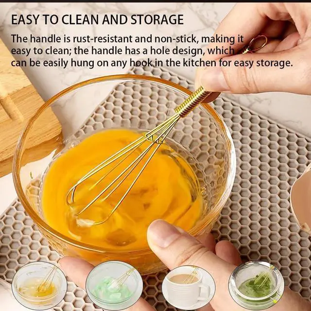 Alt view image 6 of 7 - Stainless Steel Mini Whisk Set of 2, Small Wire Hand Whisks, Kitchen Cookware for Cooking, Whisking, Blending, Beating, 5/7/8/10 inch