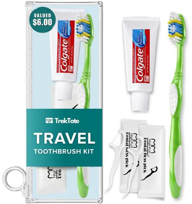 Main image of Stuhrling Bottle TrekTote Oral Care Kit with Toothbrush Toothpaste & Floss Picks, Travel Dental Hygiene Kit, Compact Toiletry Kit for Travel, Emergency, Trips, and Overnight Use