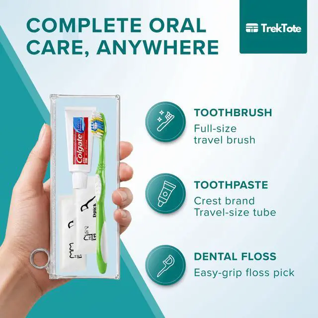 Alt view image 2 of 7 - Stuhrling Bottle TrekTote Oral Care Kit with Toothbrush Toothpaste & Floss Picks, Travel Dental Hygiene Kit, Compact Toiletry Kit for Travel, Emergency, Trips, and Overnight Use