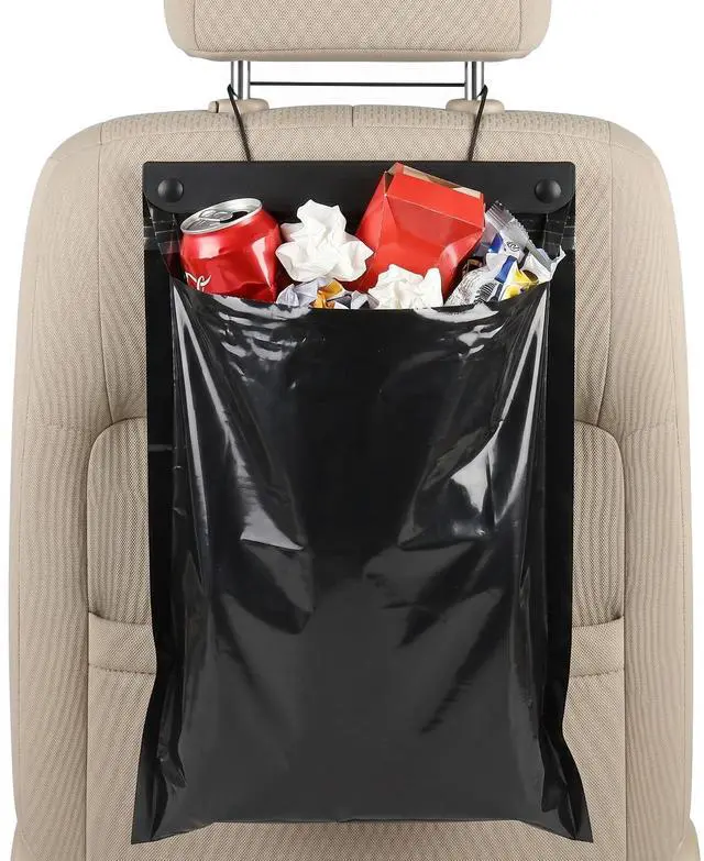 Main image of Car Trash Bags, 10PCS Hanging Disposable Car Garbage Bags, 2 Gallon 16 x 12 in, 2 Mil Thick Leak-Resistant Sealable Disposable Trash Bags for Car, Travel, Office, Black