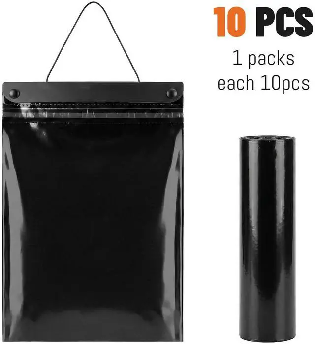 Alt view image 2 of 7 - Car Trash Bags, 10PCS Hanging Disposable Car Garbage Bags, 2 Gallon 16 x 12 in, 2 Mil Thick Leak-Resistant Sealable Disposable Trash Bags for Car, Travel, Office, Black