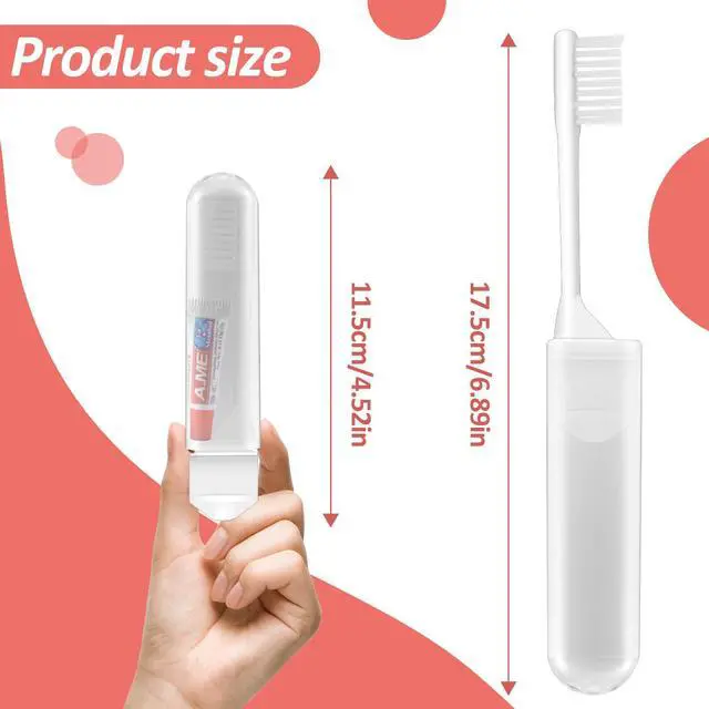 Alt view image 2 of 7 - Travel Toothbrush Set Portable Foldable Soft Toothbrushes with Mini Toothpast, White (1)