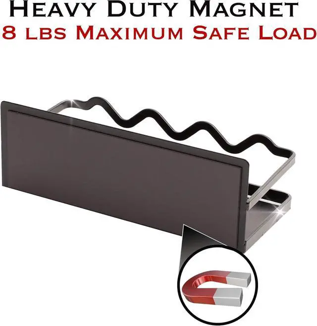 Alt view image 5 of 5 - Magnetic Spice Rack Holder For Refrigerator Organizer Tier Kitchen Metal Cabinet Space Saver Great For Jars Bottle Vitamins (Black, 2)