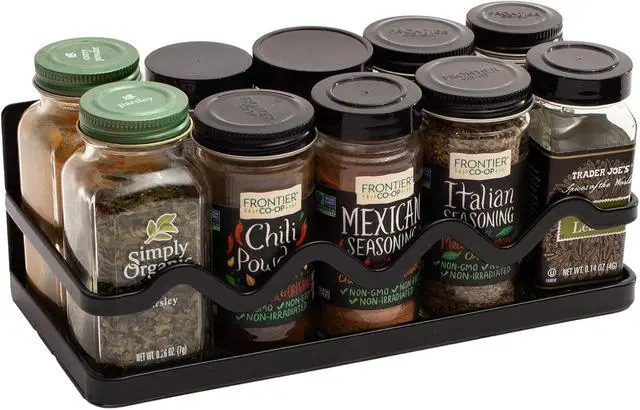 Alt view image 4 of 5 - Magnetic Spice Rack Holder For Refrigerator Organizer Tier Kitchen Metal Cabinet Space Saver Great For Jars Bottle Vitamins (Black, 2)