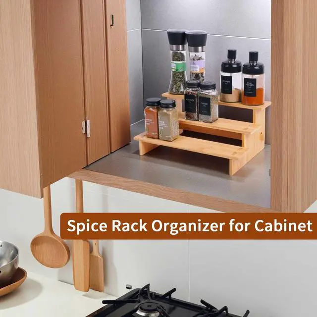 Alt view image 3 of 7 - 3 Tiered Spice Rack Organizer for Cabinet,Spice Organization for Cabinet, Seasoning Organizer,Spice Shelf and Spice Organizer for Cabinet,Pantry Organizers and Storage (1 Pack, Small)