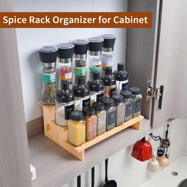 Alt view image 2 of 7 - 3 Tiered Spice Rack Organizer for Cabinet,Spice Organization for Cabinet, Seasoning Organizer,Spice Shelf and Spice Organizer for Cabinet,Pantry Organizers and Storage (1 Pack, Small)
