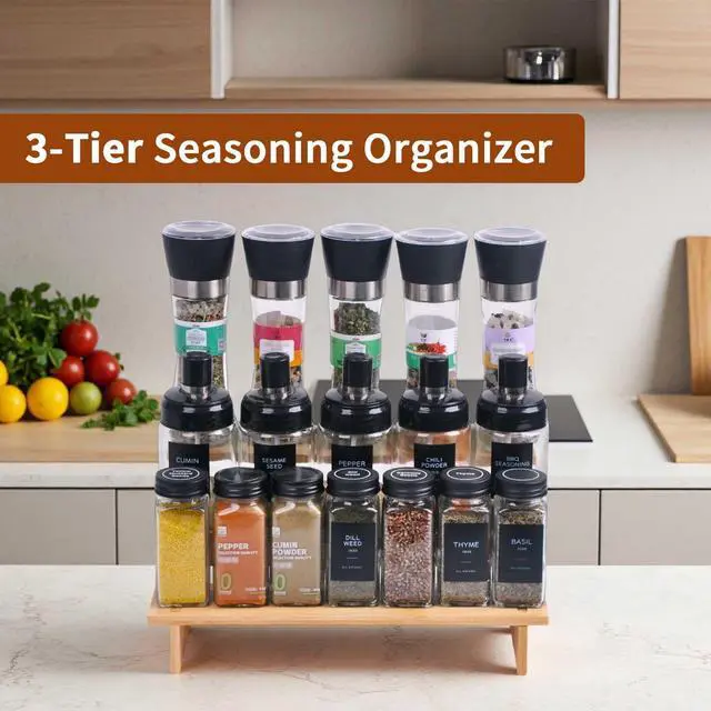 Alt view image 5 of 7 - 3 Tiered Spice Rack Organizer for Cabinet,Spice Organization for Cabinet, Seasoning Organizer,Spice Shelf and Spice Organizer for Cabinet,Pantry Organizers and Storage (1 Pack, Small)