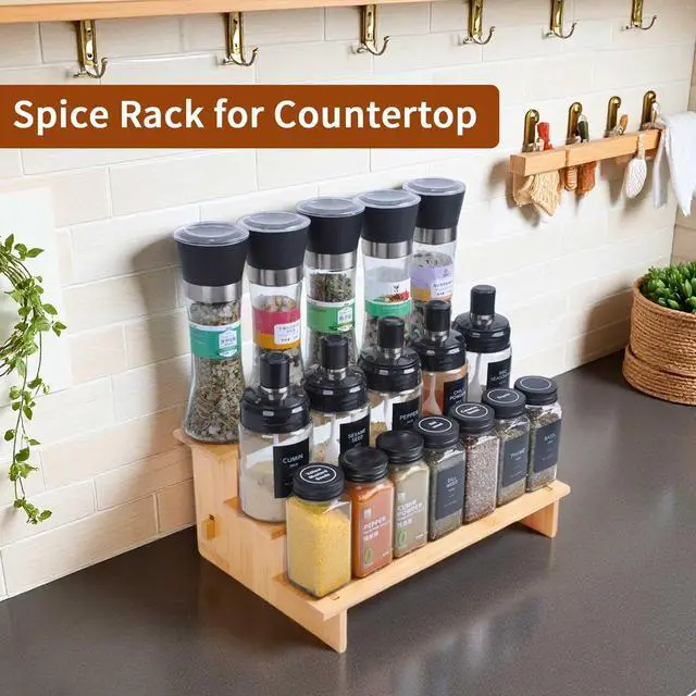 Alt view image 7 of 7 - 3 Tiered Spice Rack Organizer for Cabinet,Spice Organization for Cabinet, Seasoning Organizer,Spice Shelf and Spice Organizer for Cabinet,Pantry Organizers and Storage (1 Pack, Small)