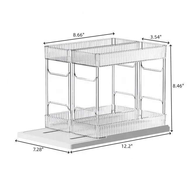 Alt view image 6 of 7 - Pull Out Spice Rack Organizer for Cabinet, Rotatable 2 Tier Slide Out Seasoning Organizer and Storage Adhesive Vertical Spice Rack Shelf Pullout for Kitchen Cabinets(2 Drawer, Acrylic)