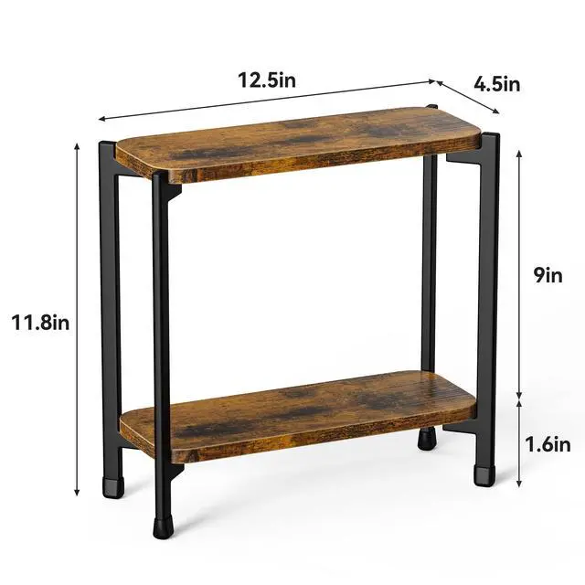 Alt view image 7 of 7 - 2 Tier Spice Rack Organizer for Kitchen Countertop, Wood and Metal Seasoning Shelf, Space-Saving Spice Organizer for Kitchen Counter, Coffee Bar and Dining Table, Brown
