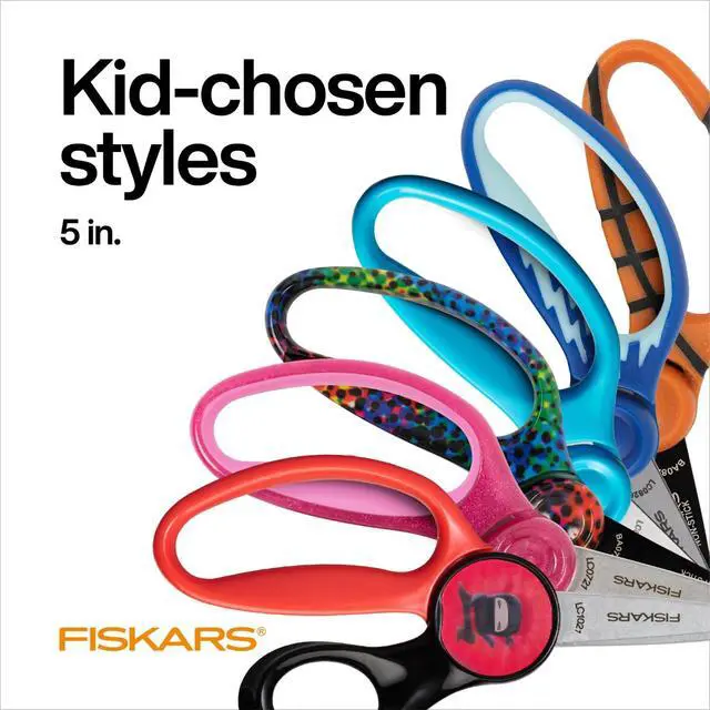 Alt view image 2 of 7 - 5" SoftGrip Kids Blunt-Tip Safety Scissors, Ages 4-7, Blue, 3-Pack | Scissors with Safety Edge Blades for School or Crafting, Ergonomic Handles Designed for Kids Hands, Back to School Supplies