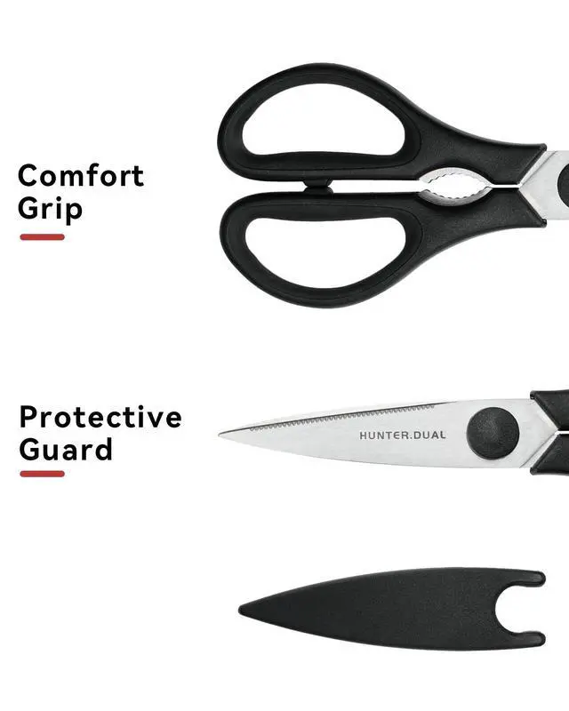 Alt view image 6 of 7 - Kitchen Scissors for Food, HUNTER.DUAL Heavy Duty Come Apart Poultry Shears for Cooking, All Purpose for Cutting Chicken, Meat, Fish & Vegetables (Black, 8.35 Inch)