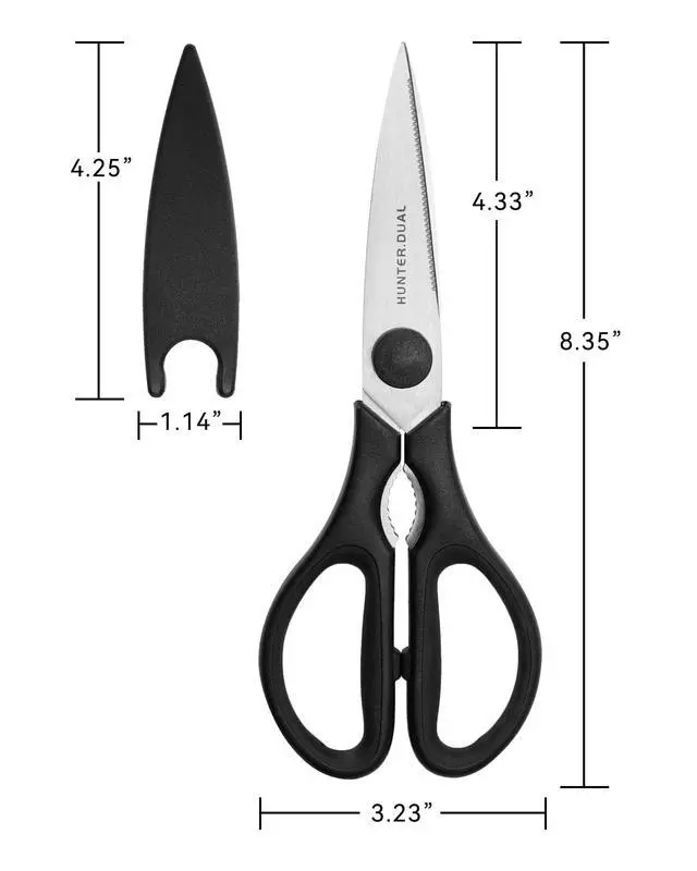 Alt view image 7 of 7 - Kitchen Scissors for Food, HUNTER.DUAL Heavy Duty Come Apart Poultry Shears for Cooking, All Purpose for Cutting Chicken, Meat, Fish & Vegetables (Black, 8.35 Inch)
