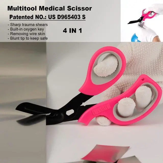 Alt view image 5 of 6 - 3 Pack Medical Scissors and PenLights with 4 AAA Batteries for Nurses | Medical Penlights, Pupil Gauge, 5cm Ruler, Pocket Clip, Patented Trauma Shears, Ergonomic Soft Grip, 7.8 " Bandage Scissors