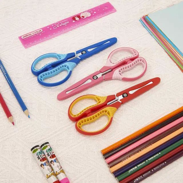 Alt view image 3 of 7 - 7" Scissors for Kids Ages 8-12,Pointed Tip with Cover Scissor | Stainless Steel Blade,Ambidextrous Handed Comfort Grip Design, Perfect for School, Classroom, Homeschool, Art,3 Pack