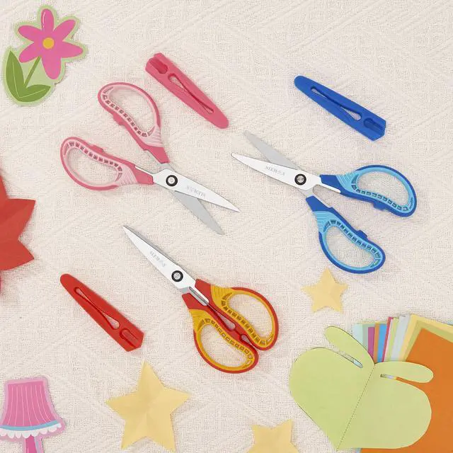 Alt view image 4 of 7 - 7" Scissors for Kids Ages 8-12,Pointed Tip with Cover Scissor | Stainless Steel Blade,Ambidextrous Handed Comfort Grip Design, Perfect for School, Classroom, Homeschool, Art,3 Pack