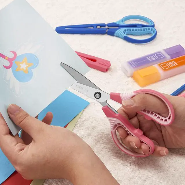 Alt view image 5 of 7 - 7" Scissors for Kids Ages 8-12,Pointed Tip with Cover Scissor | Stainless Steel Blade,Ambidextrous Handed Comfort Grip Design, Perfect for School, Classroom, Homeschool, Art,3 Pack