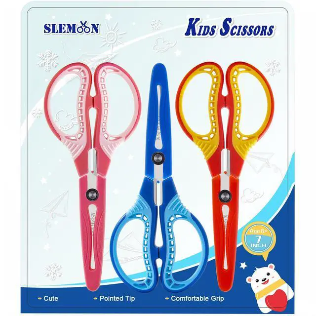 Alt view image 6 of 7 - 7" Scissors for Kids Ages 8-12,Pointed Tip with Cover Scissor | Stainless Steel Blade,Ambidextrous Handed Comfort Grip Design, Perfect for School, Classroom, Homeschool, Art,3 Pack