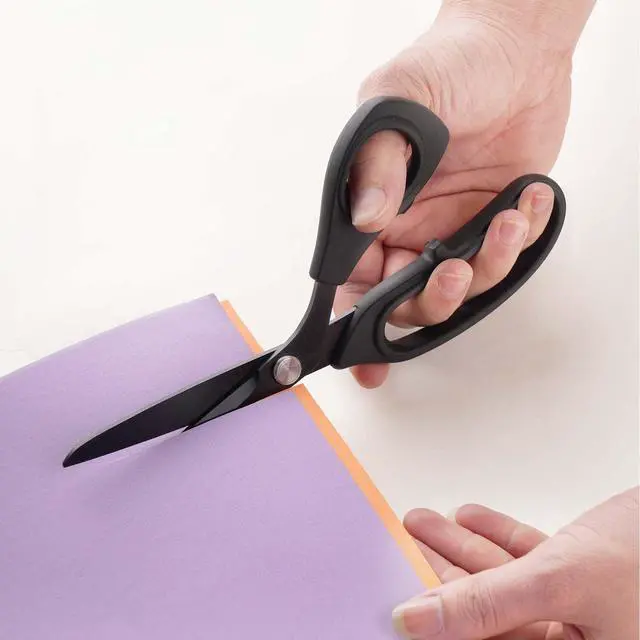 Alt view image 2 of 7 - 10 inch Black Office Scissors All Purpose, Sewing Scissors for Fabric Cutting, Sharp Titanium Coated Blade, Comfort Grip Soft Handles for Diy Craft, Paper, Art, School, Home