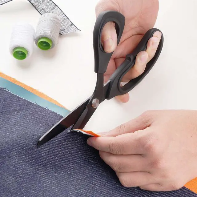 Alt view image 6 of 7 - 10 inch Black Office Scissors All Purpose, Sewing Scissors for Fabric Cutting, Sharp Titanium Coated Blade, Comfort Grip Soft Handles for Diy Craft, Paper, Art, School, Home