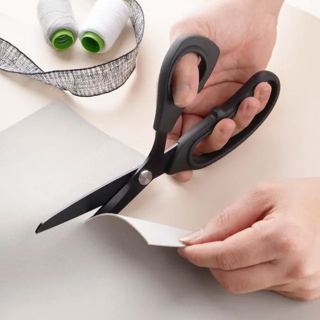 Alt view image 7 of 7 - 10 inch Black Office Scissors All Purpose, Sewing Scissors for Fabric Cutting, Sharp Titanium Coated Blade, Comfort Grip Soft Handles for Diy Craft, Paper, Art, School, Home