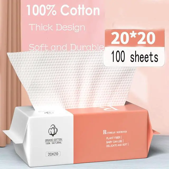 Alt view image 4 of 7 - Cotton Facial Dry Wipes 100 Count, Deeply Cleansing Disposable Face Towel Cotton Tissue, Multi-Purpose for Skin Care, Facial Tissue for Cleansing, Skincare and Makeup Remover,Make-up Wipes