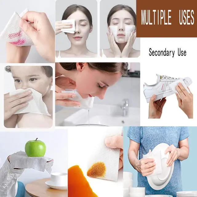 Alt view image 5 of 7 - Cotton Facial Dry Wipes 100 Count, Deeply Cleansing Disposable Face Towel Cotton Tissue, Multi-Purpose for Skin Care, Facial Tissue for Cleansing, Skincare and Makeup Remover,Make-up Wipes