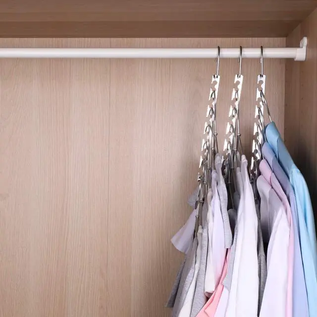 Alt view image 2 of 7 - Space Saving Hangers Metal Hanger Magic Cascading Hanger Closet Clothes Organizer(4 Pack)