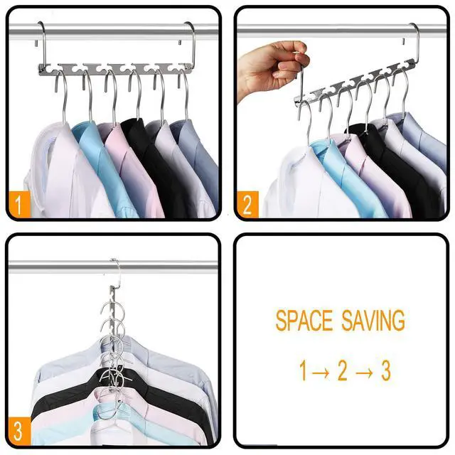 Alt view image 6 of 7 - Space Saving Hangers Metal Hanger Magic Cascading Hanger Closet Clothes Organizer(4 Pack)