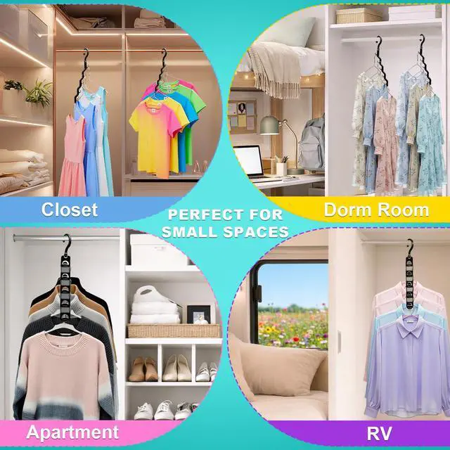 Alt view image 5 of 7 - Closet Organizers and Storage,Upgraded Organization and Storage Clothes Hanger,8 Pack College Dorm Room Essentials,Sturdy Closet Organizer Home Essentials Space Saving Hangers for Thick Clothe