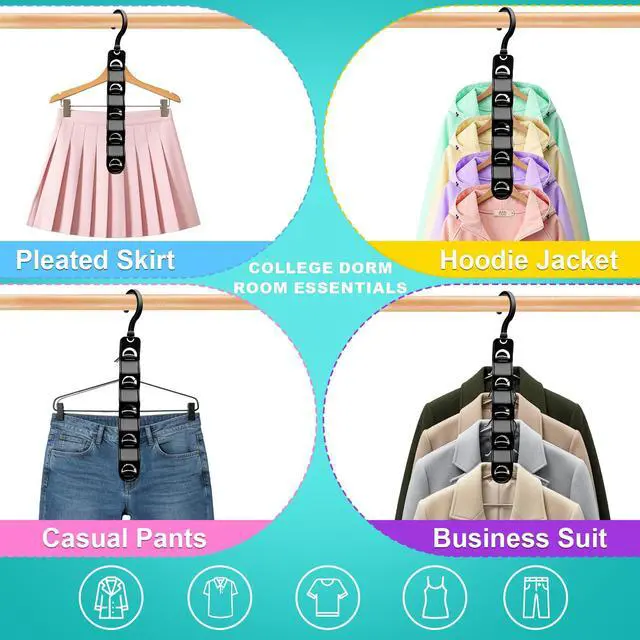 Alt view image 6 of 7 - Closet Organizers and Storage,Upgraded Organization and Storage Clothes Hanger,8 Pack College Dorm Room Essentials,Sturdy Closet Organizer Home Essentials Space Saving Hangers for Thick Clothe