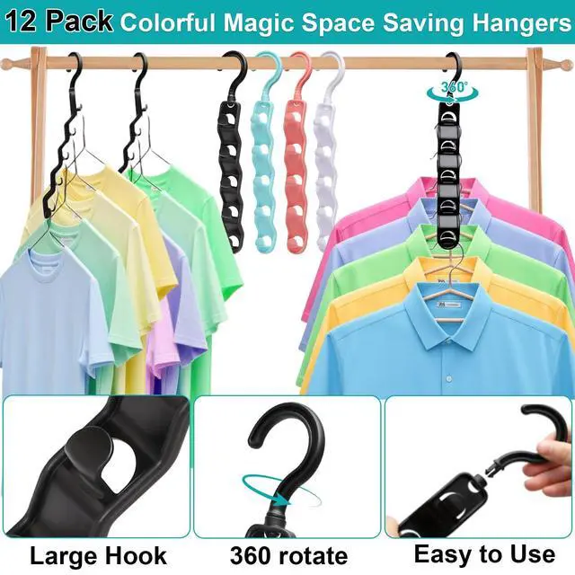 Alt view image 7 of 7 - Closet Organizers and Storage,Upgraded Organization and Storage Clothes Hanger,8 Pack College Dorm Room Essentials,Sturdy Closet Organizer Home Essentials Space Saving Hangers for Thick Clothe