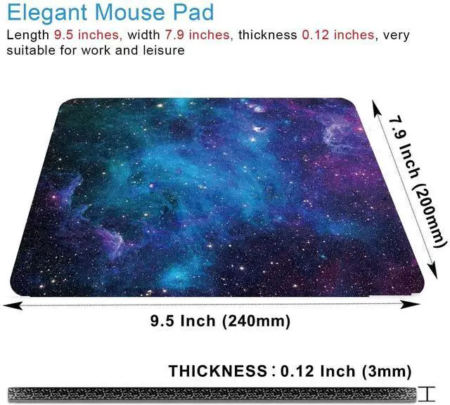 Alt view image 2 of 6 - Galaxy Stars Mouse Mat, Square Waterproof Non-Slip Rubber Base Mousepad for Office Laptop, 9.5"x7.9"x0.12" Inch