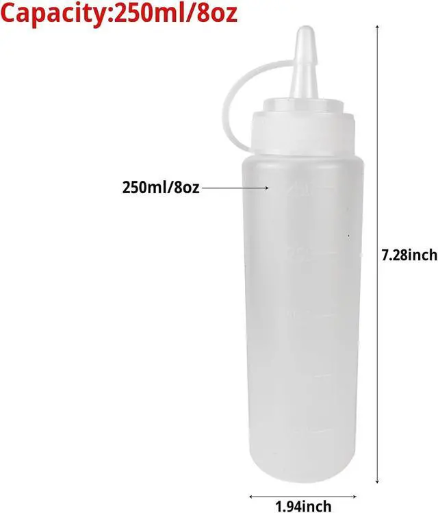 Alt view image 2 of 6 - 3 Pcs Plastic Squeeze Sauce Bottles with Nozzle Caps | 250 Ml/8.5 Oz Reusable Squeeze Condiment Bottles Dispensers Suitable for Mustard Olive Oil Jam Ketchup Salad Dressing