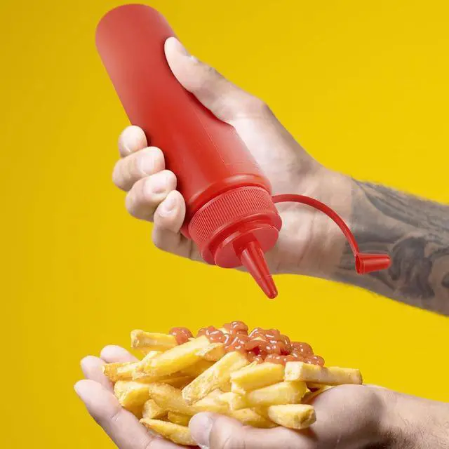 Alt view image 4 of 6 - 3 Pcs Plastic Squeeze Sauce Bottles with Nozzle Caps | 250 Ml/8.5 Oz Reusable Squeeze Condiment Bottles Dispensers Suitable for Mustard Olive Oil Jam Ketchup Salad Dressing
