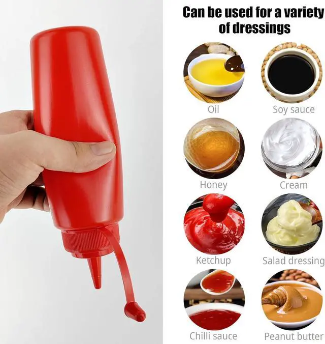 Alt view image 5 of 6 - 3 Pcs Plastic Squeeze Sauce Bottles with Nozzle Caps | 250 Ml/8.5 Oz Reusable Squeeze Condiment Bottles Dispensers Suitable for Mustard Olive Oil Jam Ketchup Salad Dressing
